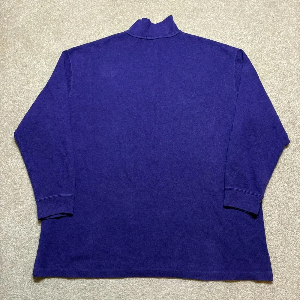 Polo Ralph Lauren Sweater Mens 3XB Big Purple Cotton 1/4 Zip Mock Neck Pony